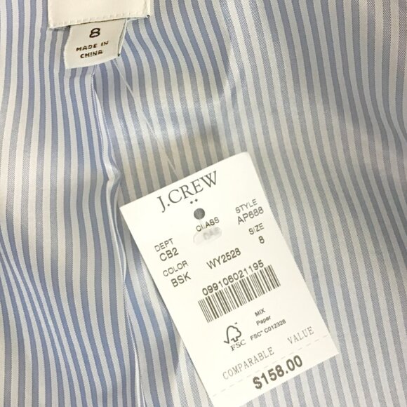 J Crew Factory Blazer Blue Herringbone Wool - Picture 12 of 13